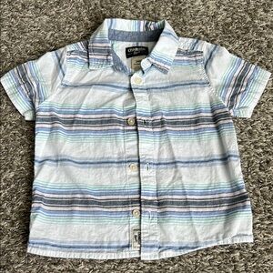 Toddler boys size 24 months short sleeve button up striped shirt multicolor